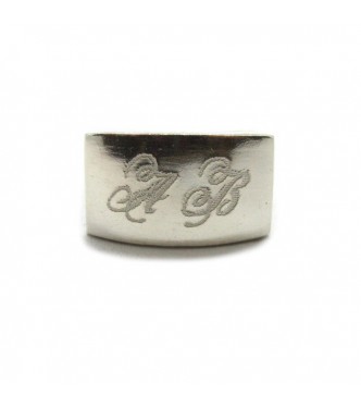R001990 Genuine sterling silver men plain signet ring for engraving solid hallmarked 925